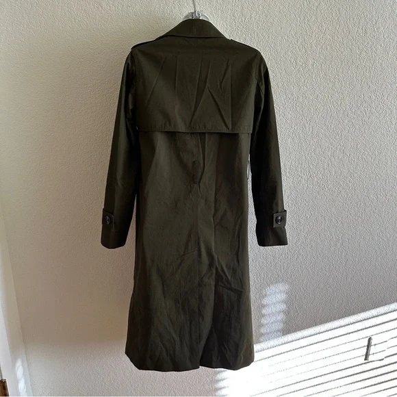 Massimo Dutti Women’s Olive Green Relaxed Fit Double Breasted Trench Coat Sz XS - Picture 10 of 15